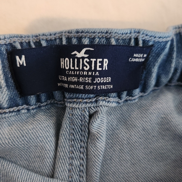 Relaxed Hollister Ultra High Rise Denim Jogger Jeans Vintage Soft Stretch Size M - Picture 10 of 11